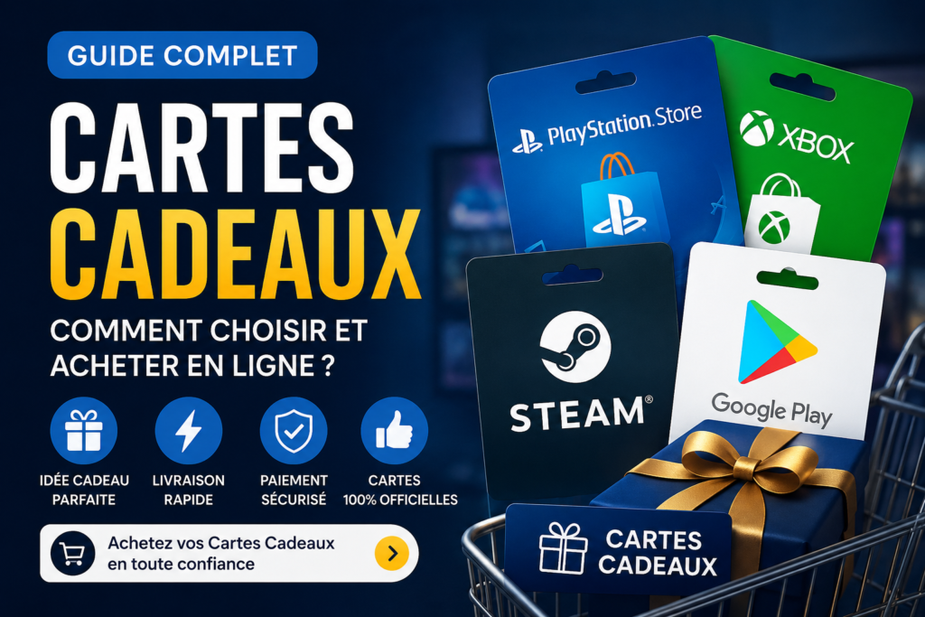 Cartes Cadeaux PlayStation, Xbox, Steam, Google Play